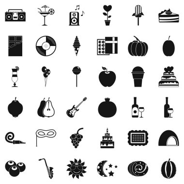 Müzik parti Icons set, basit tarzı