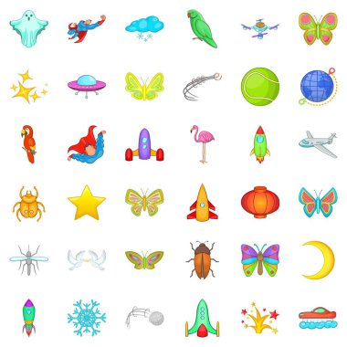 Icons set sinek, tarzı çizgi film