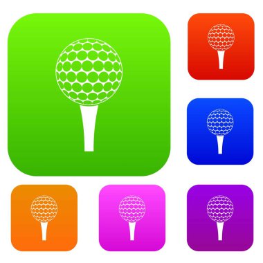 Golf topu bir tişört üzerinde renk koleksiyonu ayarla