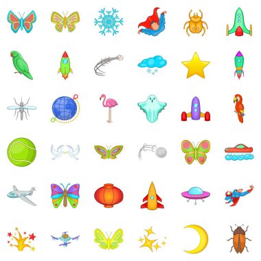 Ay simgeleri ayarlandı, çizgi film biçimi