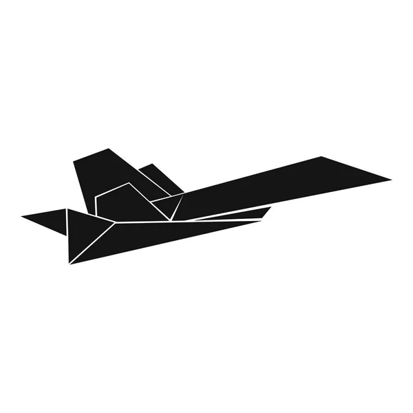 Ícone de avião Origami, estilo preto simples — Vetor de Stock