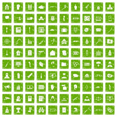 100 ihlali simgeleri grunge yeşil ayarla