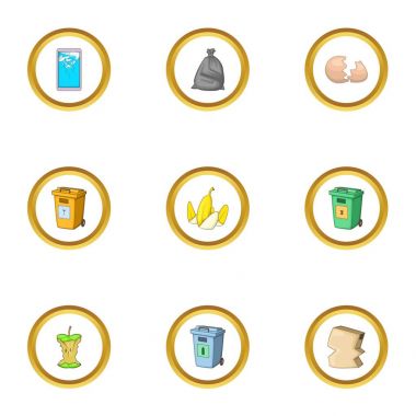 Çöp Icons set, karikatür tarzı