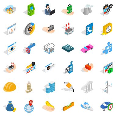 Endişe Icons set, izometrik stili