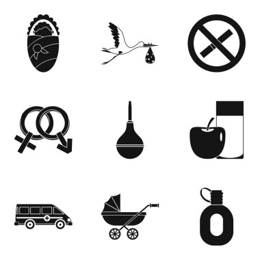 Sağlıklı çocuk Icons set, basit tarzı doğuşu