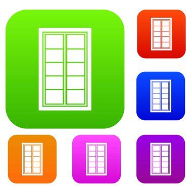 Ahşap kafesli pencere renk koleksiyonu ayarla