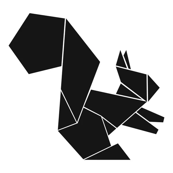 Икона белок Оригами, простой черный стиль — стоковый вектор