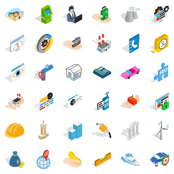 Endişe Icons set, izometrik stili