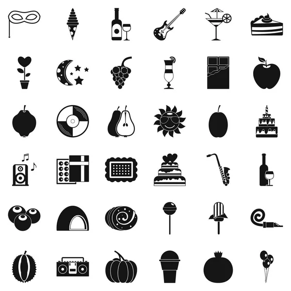 Meyve parti Icons set, basit tarzı