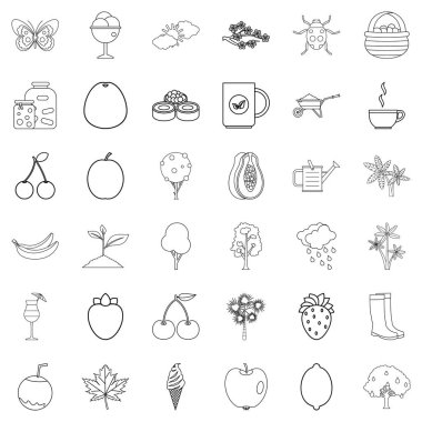 Meyve Icons set, anahat stili