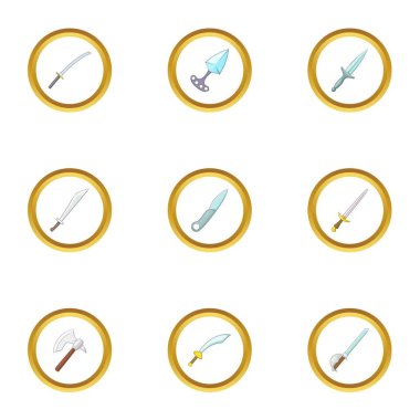 Çelik silah Icons set, karikatür tarzı