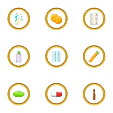 İlaç Icons set, karikatür tarzı