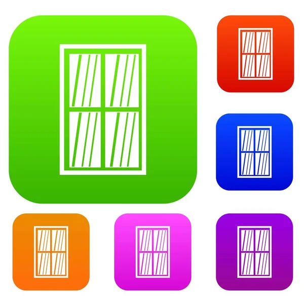 Coleção de cores de conjunto de janela retangular reticulada branca — Vetor de Stock