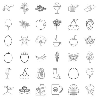 Sonbahar yaprak Icons set, anahat stili