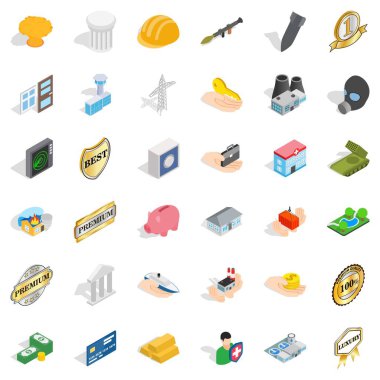 Yer Icons set, izometrik stili