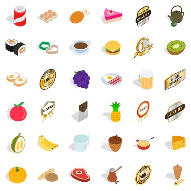 Meyve Icons set, izometrik stili