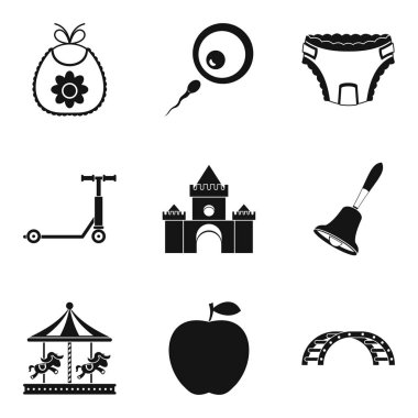 Ebeveynlik bebek Icons set, basit tarzı