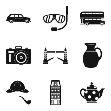 İngilizce atmosfer Icons set, basit tarzı