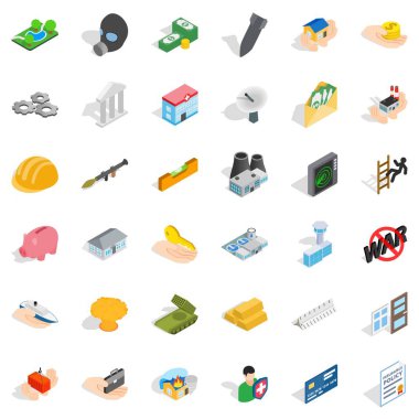 En iyi vücut Icons set, izometrik stili
