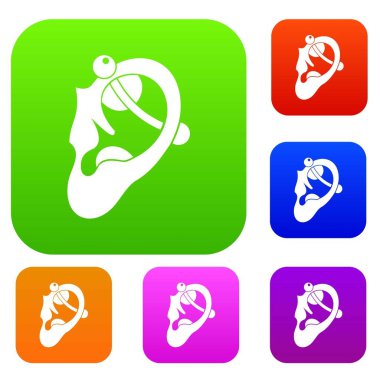 Piercing ile insan kulağının renk koleksiyonu ayarla