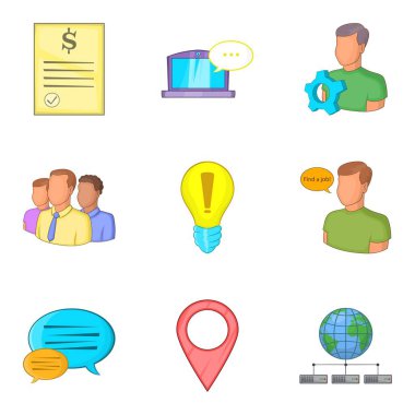 Bağlama dünya Icons set, karikatür tarzı