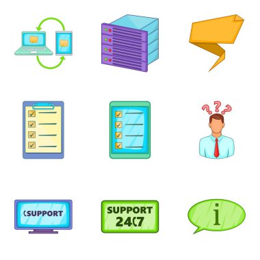 Destek hattı Icons set, karikatür tarzı
