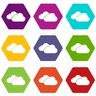 Renk altı yüzlü bulutlar Icon set