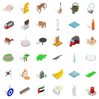 İslam'ın Icons set, izometrik tarzı