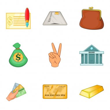Ev Icons set bankacılık, karikatür tarzı