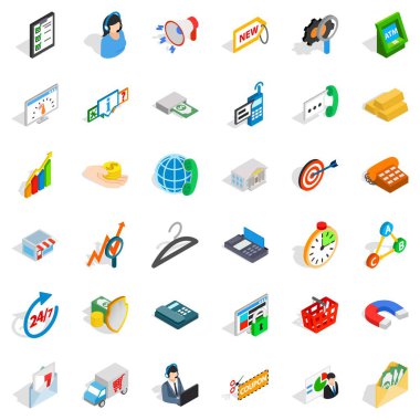 Mektup Icons set, izometrik stili