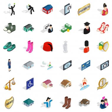 Çift Icons set, izometrik stili