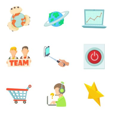 Dünya Icons set, karikatür tarzı verilerden