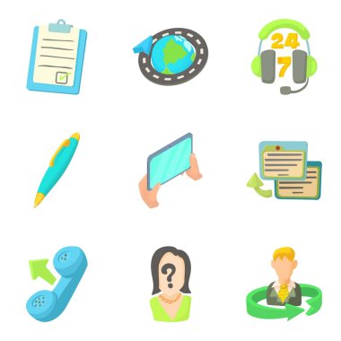 Yardım hattı Icons set, karikatür tarzı