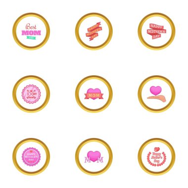 En iyi anne hiç simgeler ayarla, çizgi film tarzı