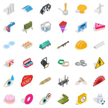 Fan Icons set, izometrik stili