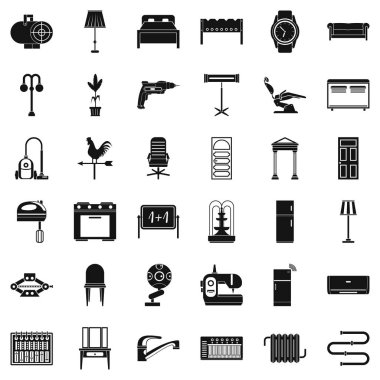 Madeni eşya Icons set, basit tarzı