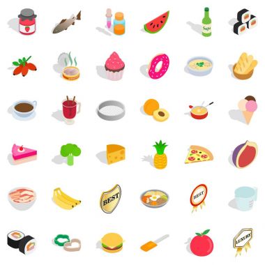 Ekmek fırınları Icons set, izometrik stili