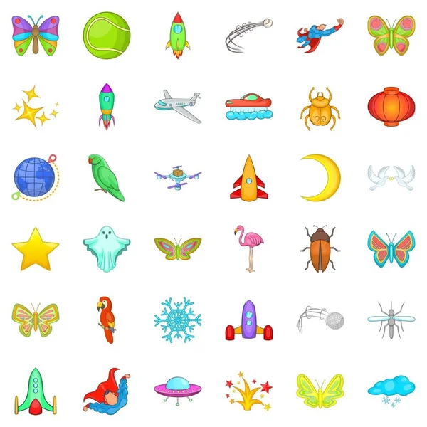 Havai fişek simgeleri ayarlandı, çizgi film biçimi