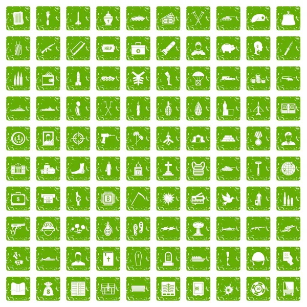Yeşil grunge 100 savaş suçları Icons set