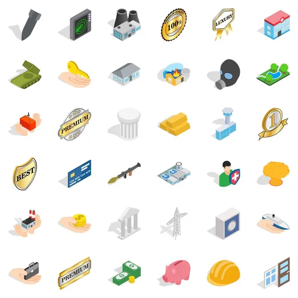 Bina Icons set, izometrik stili