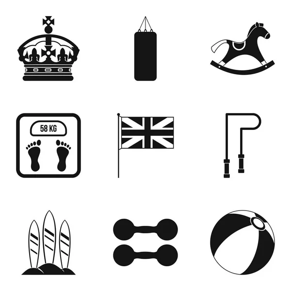 Англійська спорт набір іконок, простий стиль — стоковий вектор