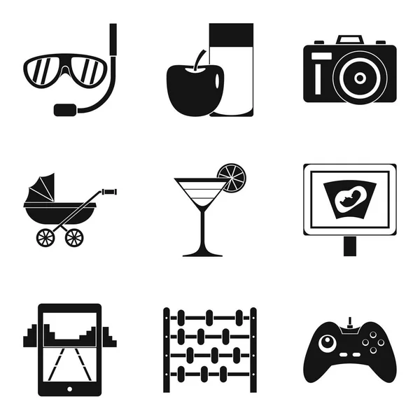 Traveling with child icons set, simple style
