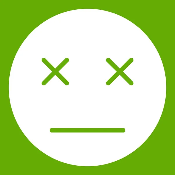 Emoticono verde muerto — Vector de stock