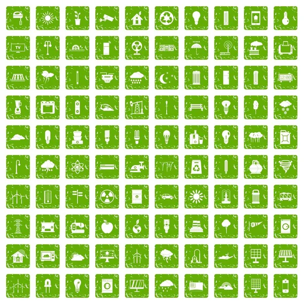 Yeşil grunge 100 yel değirmenleri Icons set