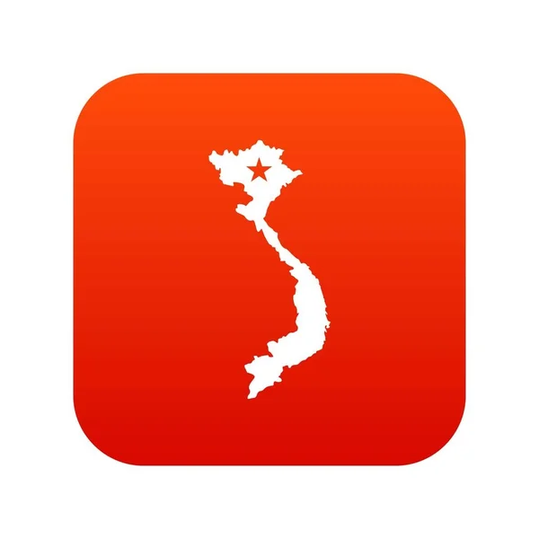 Vietnam icona mappa digitale rosso — Vettoriale Stock