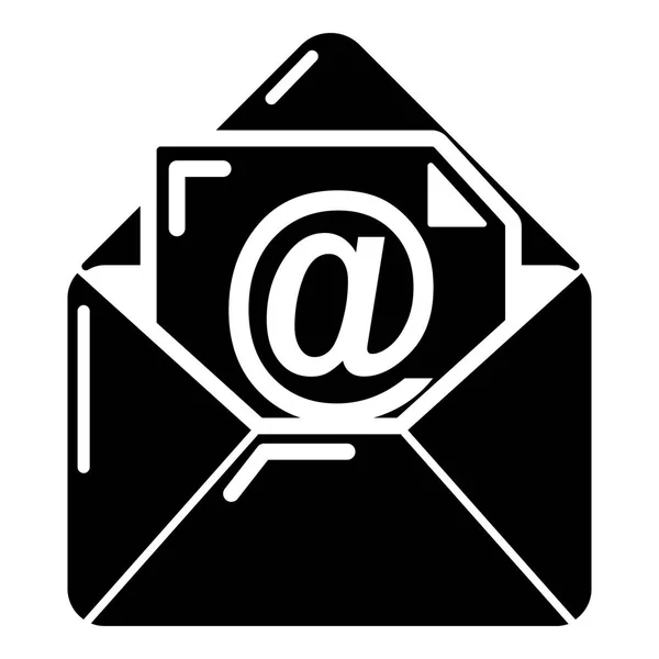 Icono de correo electrónico, estilo negro simple — Vector de stock