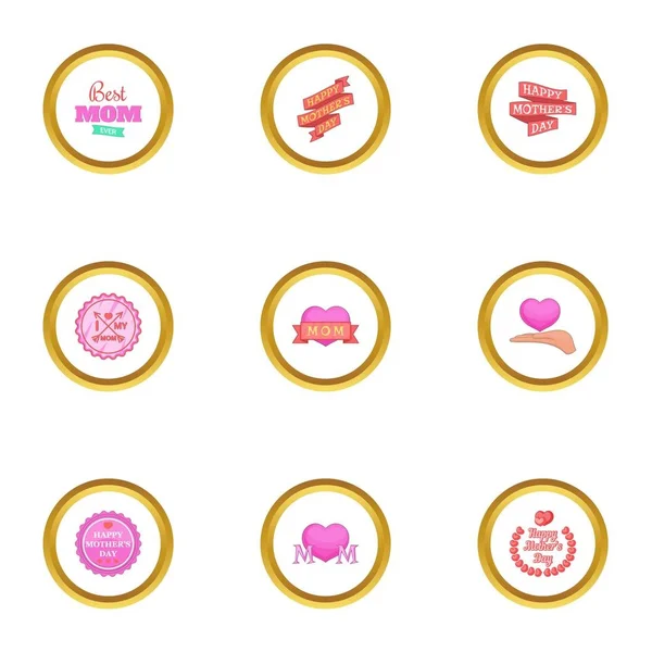 En iyi anne hiç simgeler ayarla, çizgi film tarzı