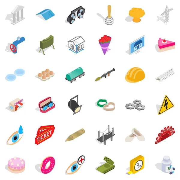 Fan Icons set, izometrik stili