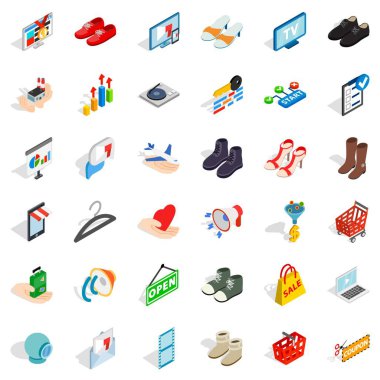 Giysi Icons set, izometrik stili