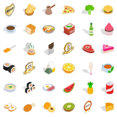 Peynir simgeleri ayarlandı, izometrik biçim